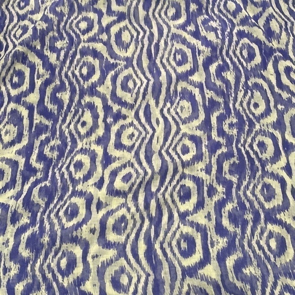 Anthropologie Purple White Ikat Print Fringe Scarf Bohemian Whimsical - Picture 15 of 15